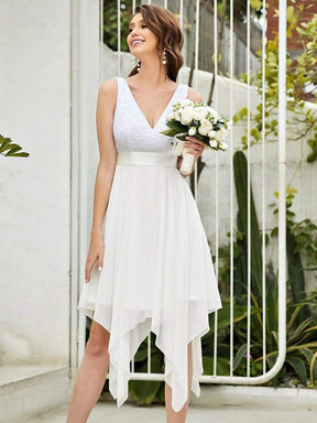 Stunning V Neck Lace Chiffon Bridesmaid Dress