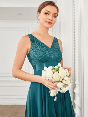 Stunning V Neck Lace Chiffon Bridesmaid Dress