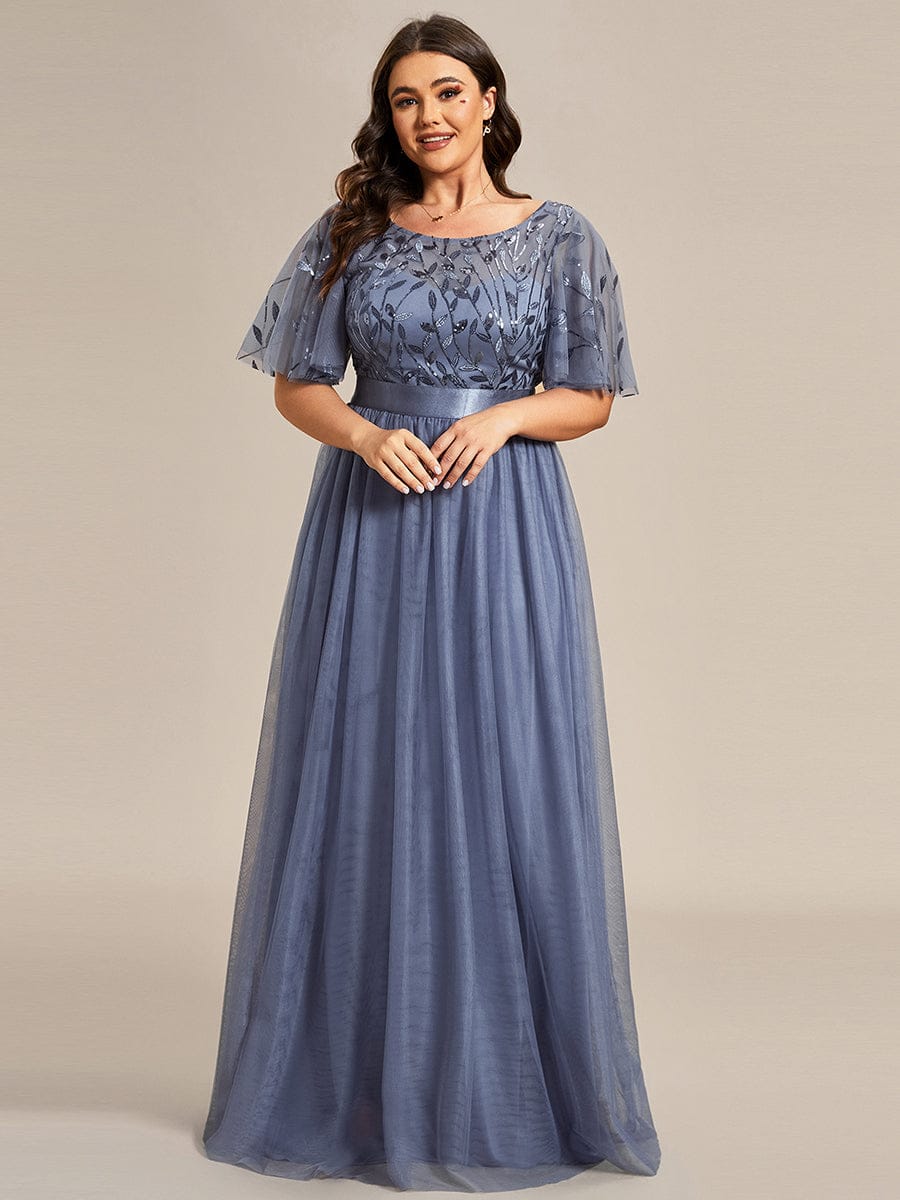 Dusty Blue Bridesmaid Gowns #style_EP00904DN