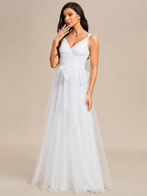 Elegant Double V-Neck Tulle Floor-Length Bridesmaid Dresses