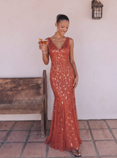 ever ORIEL|Women's Double V Neck Sequin Mermaid Fishtail Dress