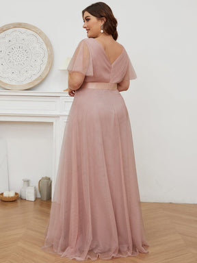Double V-Neck Tulle Floor-Length Bridesmaid Dress