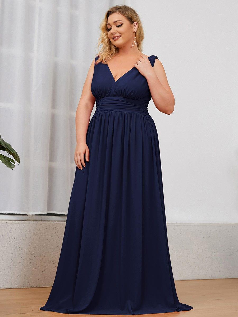 Navy Chiffon Bridesmaid Dresses #style_ES09018NB