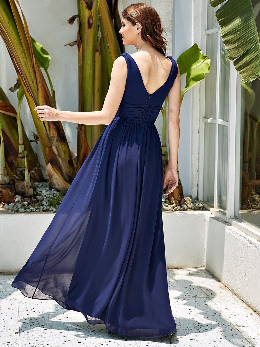 Navy Chiffon Bridesmaid Dresses #style_ES09018NB