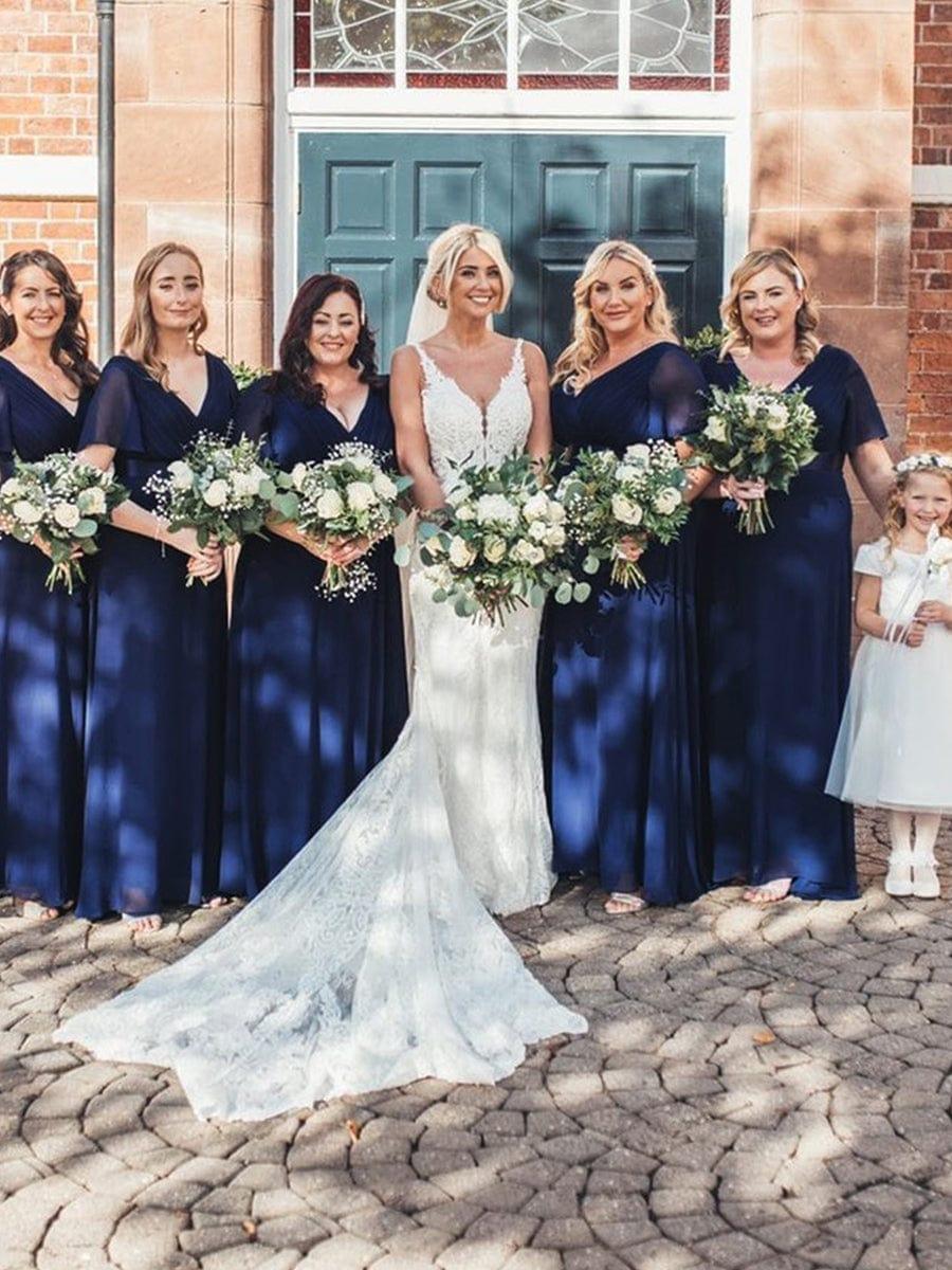 Navy Chiffon Bridesmaid Dresses Mixed Styles Ever-Pretty UK