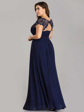 Custom Size Flattering A-Line Chiffon Lace Evening Dress for Wedding with Cap Sleeve