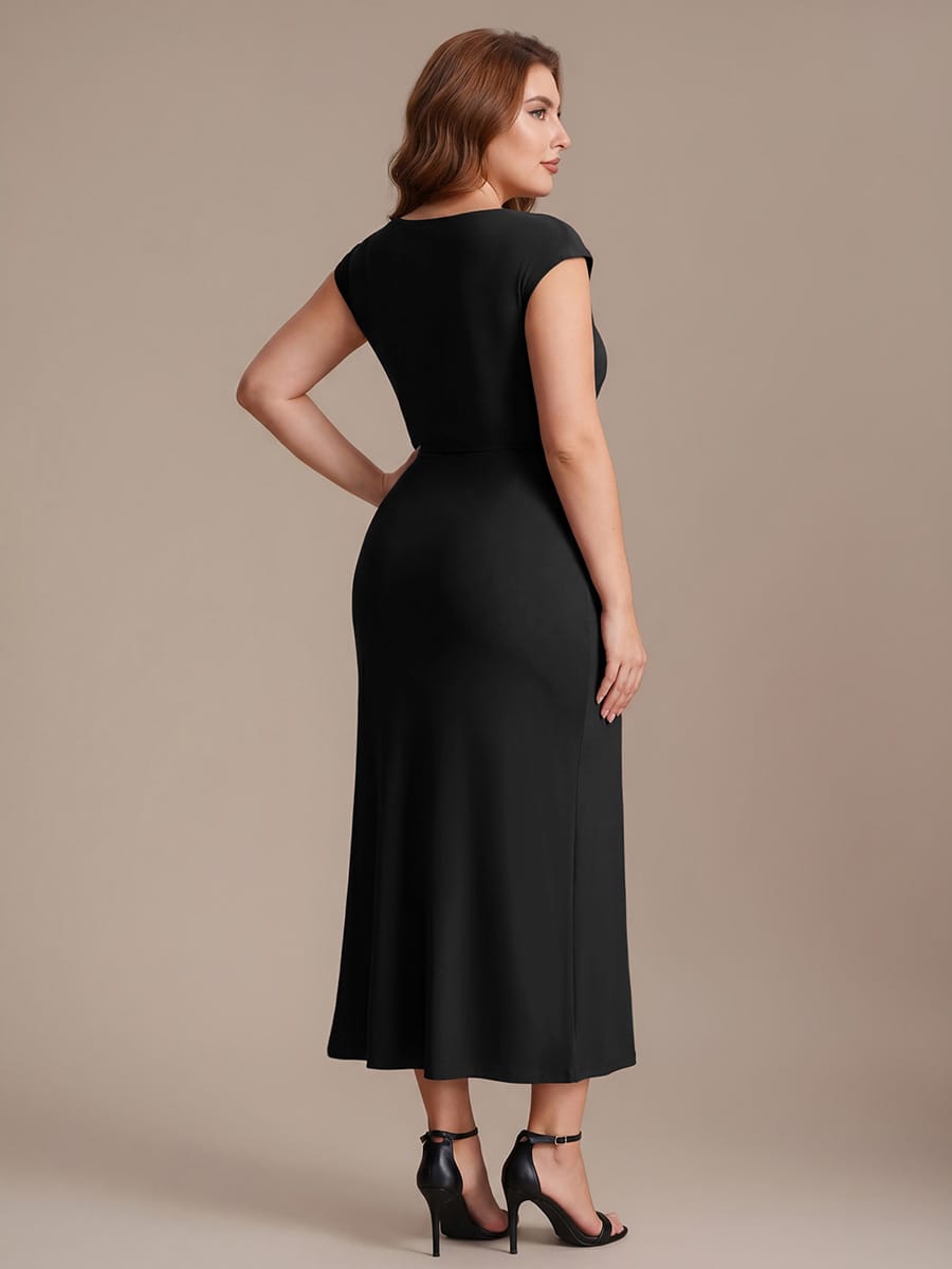 Slit Knit Bodycon Skirts #color_Black