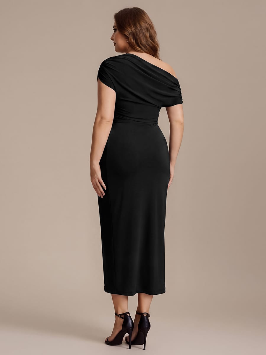 Knit Bodycon Midi Length,Tea Length Skirts #color_Black