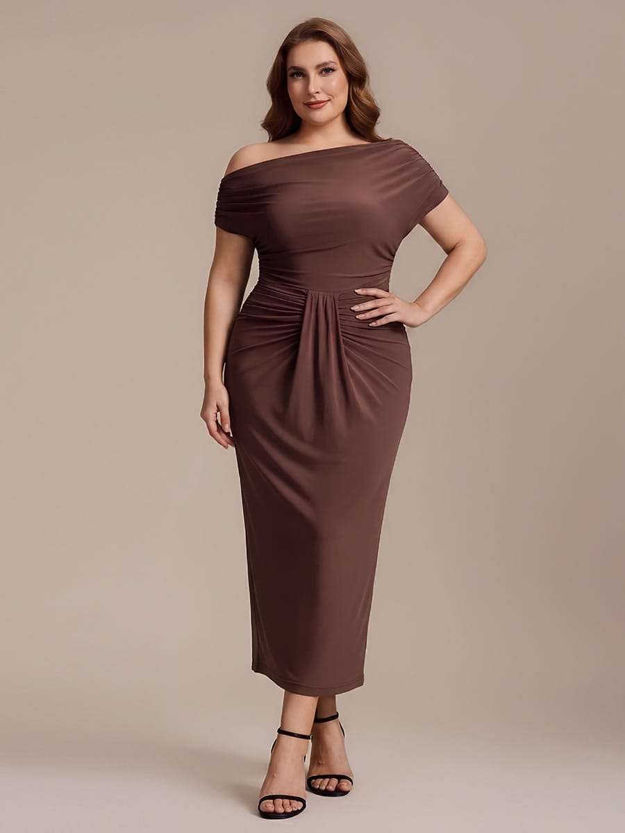 Knit Bodycon Midi Length,Tea Length Skirts #color_Chocolate Brown