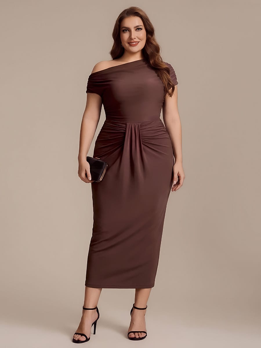 Knit Bodycon Midi Length,Tea Length Skirts #color_Chocolate Brown