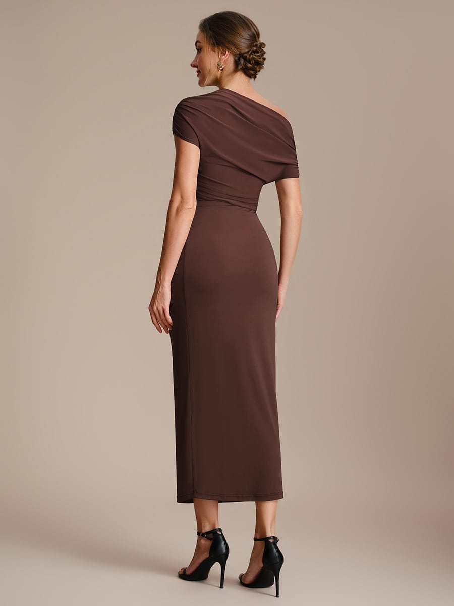 Knit Bodycon Midi Length,Tea Length Skirts #color_Chocolate Brown