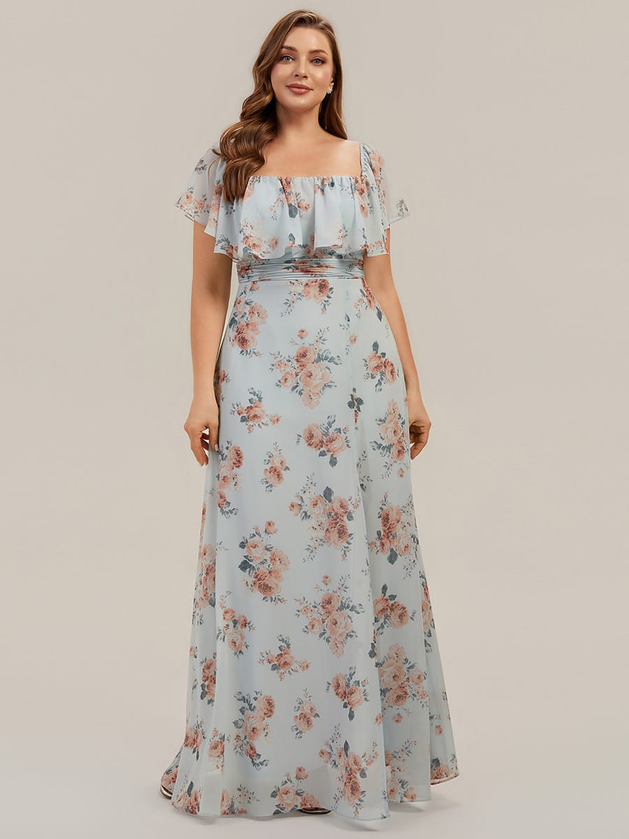 Women's Off-The-Shoulder Ruffle Thigh Split Bridesmaid Dresses #color_Amber Bloom