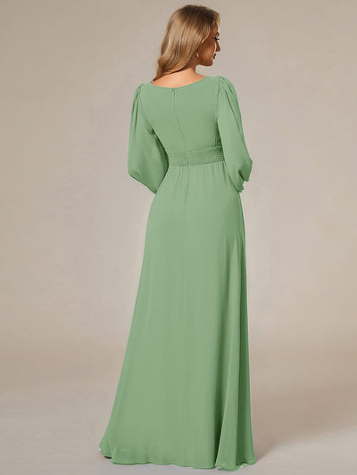 ever CELESTE|Chiffon Long Sleeve Pleated Floor Length Dress