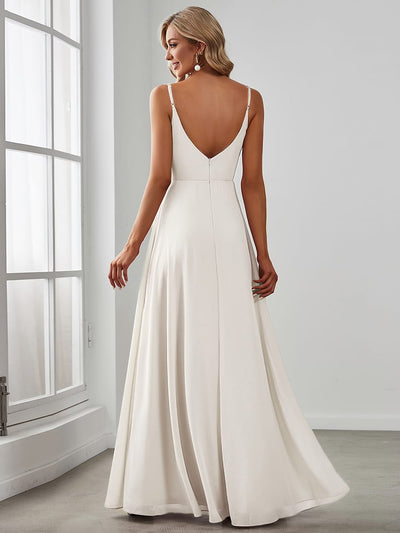 ever RENÉ|Spaghetti Strap Pleated V-Neck High Slit Bridesmaid Dress