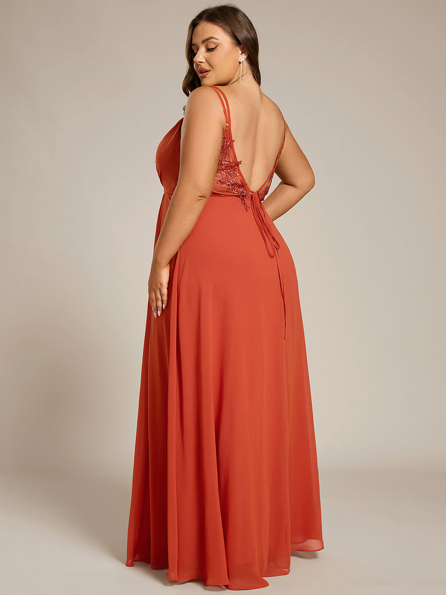 Chiffon and Lace Open Back Bridesmaid Dress with Spaghetti Straps #color_Light Purple Print