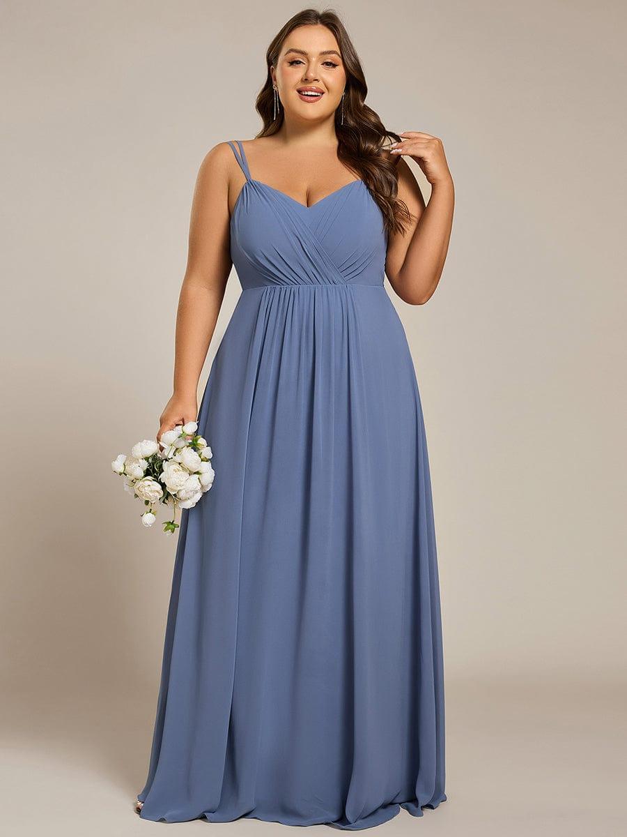 Custom Size Chiffon and Lace Open Back Bridesmaid Dress with Spaghetti Straps #color_Dusty Blue