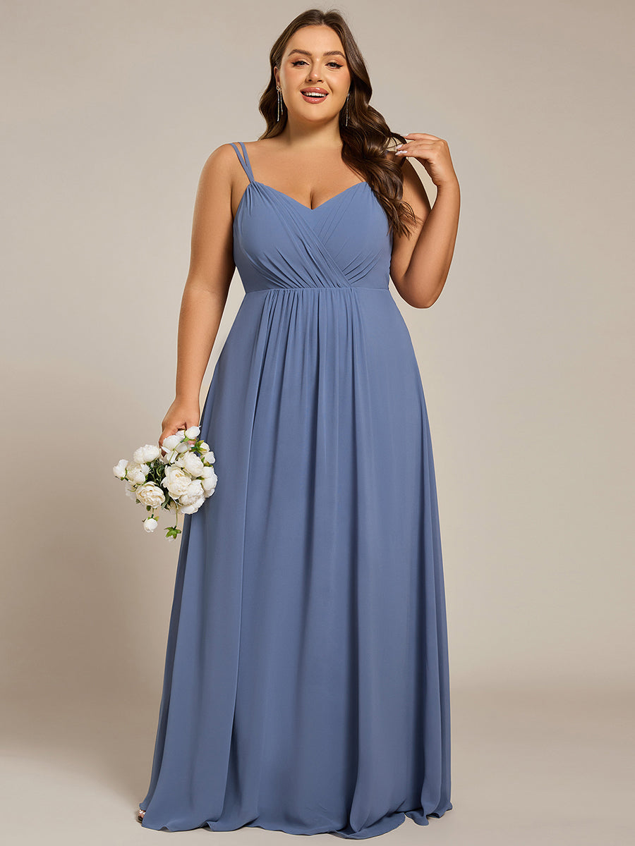 Chiffon and Lace Open Back Bridesmaid Dress with Spaghetti Straps #color_Dusty Blue