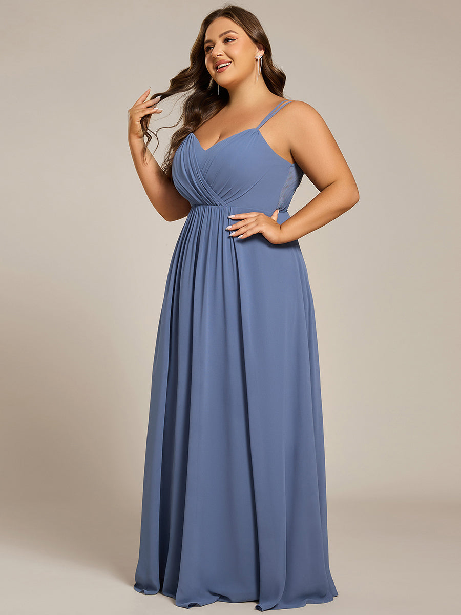 Chiffon and Lace Open Back Bridesmaid Dress with Spaghetti Straps #color_Dusty Blue