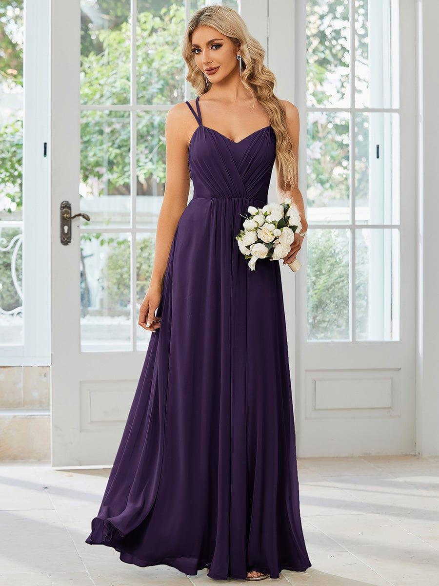 eggplant colored bridesmaid dresses BABARONI Plum Chiffon Dress creating a graceful silhouette Eggplant Bridesmaid Dresses | Kennedy