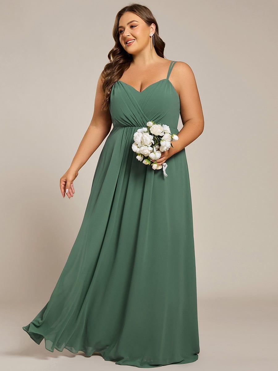 Chiffon and Lace Open Back Bridesmaid Dress with Spaghetti Straps #color_Eucalyptus Green