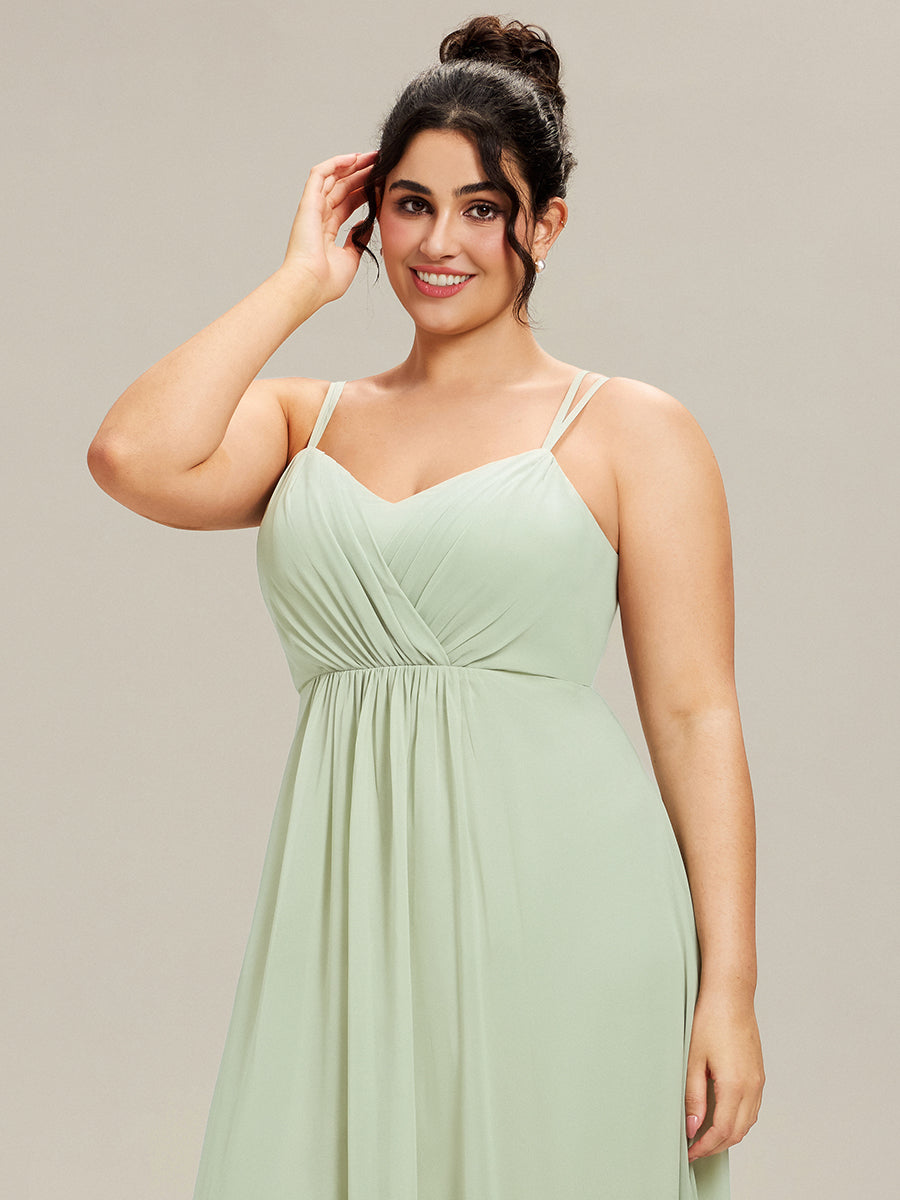 Chiffon and Lace Open Back Bridesmaid Dress with Spaghetti Straps #color_Mint Green