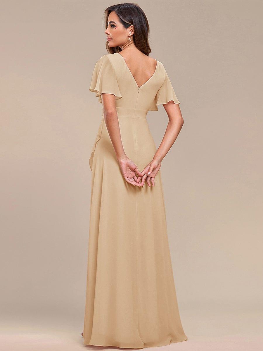 Charming Chiffon Bridesmaid Dress with Lotus Leaf Hemline #color_Champagne