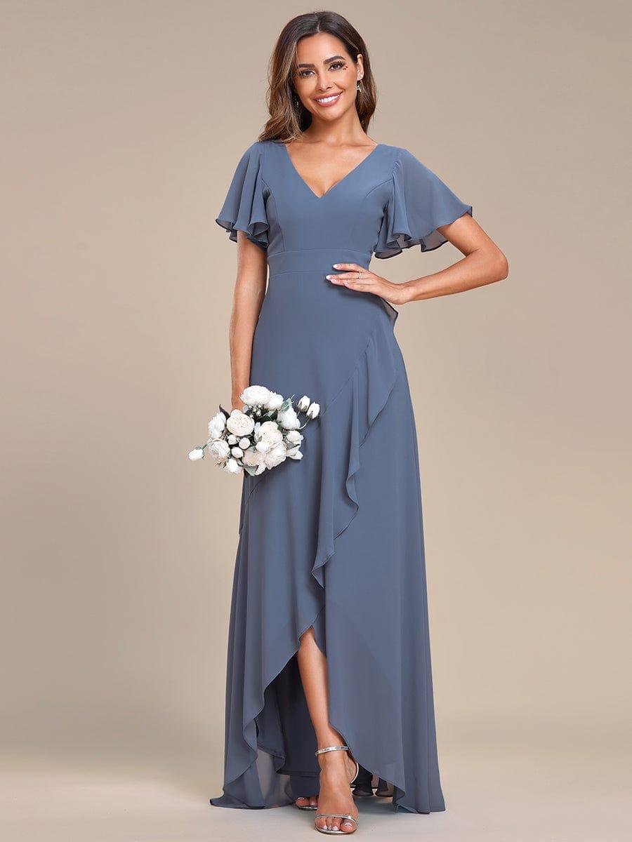 princess polly baby blue dress Dusty Blue Slate Blue Bridesmaid Dresses Kayla Straps Lace Chiffon Bri main image 0
