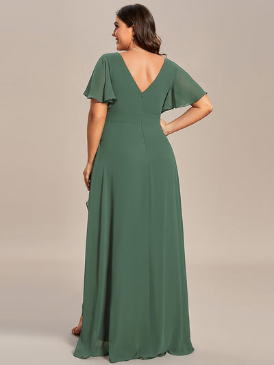 Charming Chiffon Bridesmaid Dress with Lotus Leaf Hemline #color_Eucalyptus Green