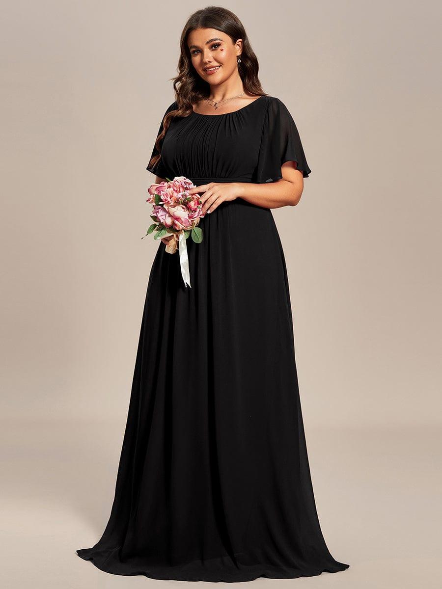 Plus Size Flowing Round Neckline Chiffon Pleated A-Line Bridesmaid
