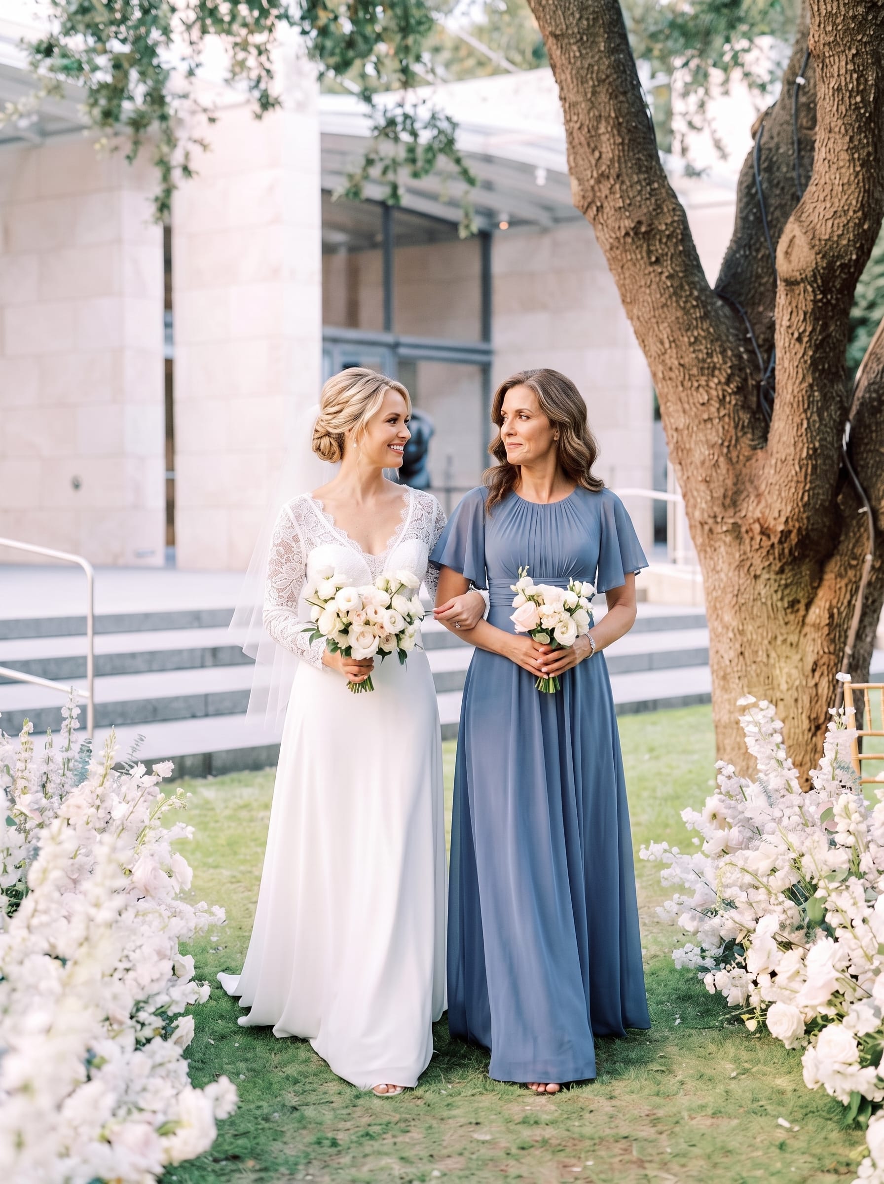 Simple Chiffon Pleated A-Line Round Neckline Bridesmaid Dress #color_Dusty Blue