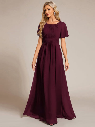 Stylish Chiffon Plus Size Evening Dresses with Long Lantern Sleeves #color_Mulberry