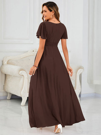Simple Chiffon Pleated A-Line Round Neckline Bridesmaid Dress