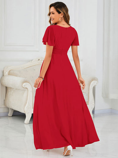Simple Chiffon Pleated A-Line Round Neckline Bridesmaid Dress