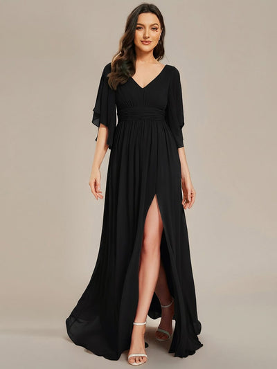 ever ELYAN|Chiffon A-Line Half Sleeves High Slit Bridesmaid Dress