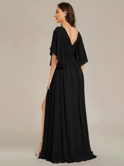ever ELYAN|Chiffon A-Line Half Sleeves High Slit Bridesmaid Dress