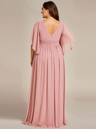 Plus Size V-Neck A-Line Chiffon Bridesmaid Dress #color_Dusty Rose