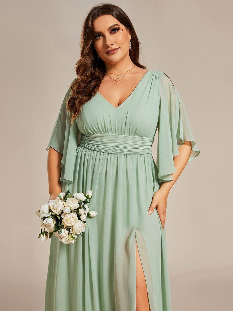 Plus Size A-Line V-Neck Chiffon Bridesmaid Dress