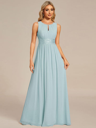 ever KALIA|A-Line Chiffon Round Neckline Bridesmaid Dress with Sleeveless and Pleats