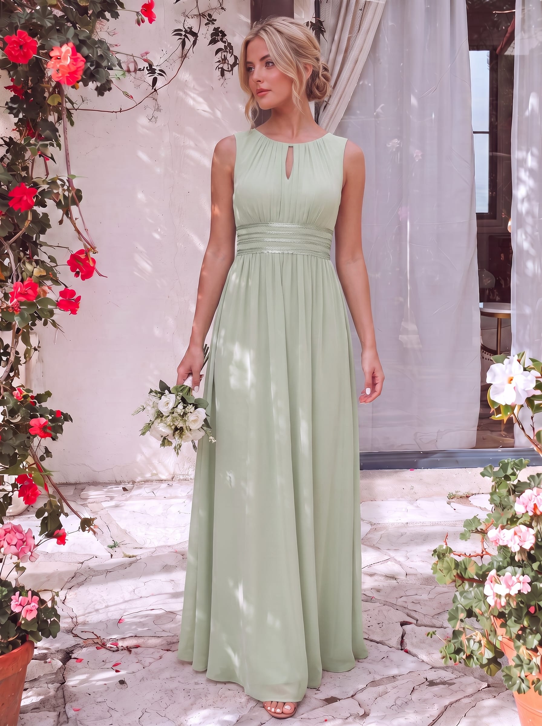 Sage Green Bridesmaid Dresses #style_ES01955MG