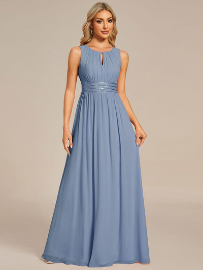 ever KALIA|A-Line Chiffon Round Neckline Bridesmaid Dress with Sleeveless and Pleats