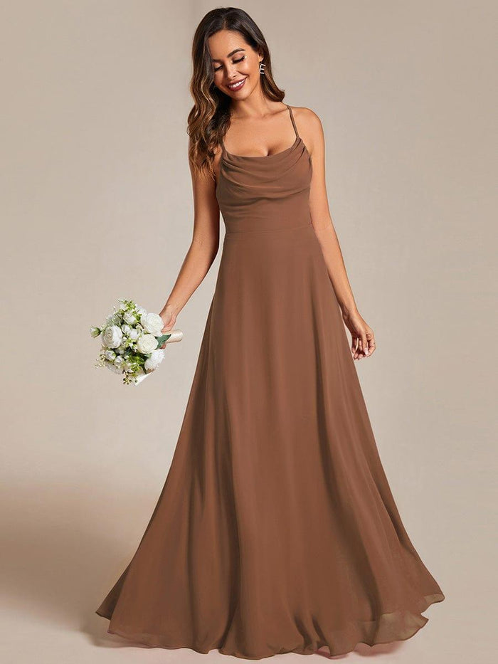 Spaghetti Strap Chiffon A-Line Bridesmaid Dress in Dusk Blue