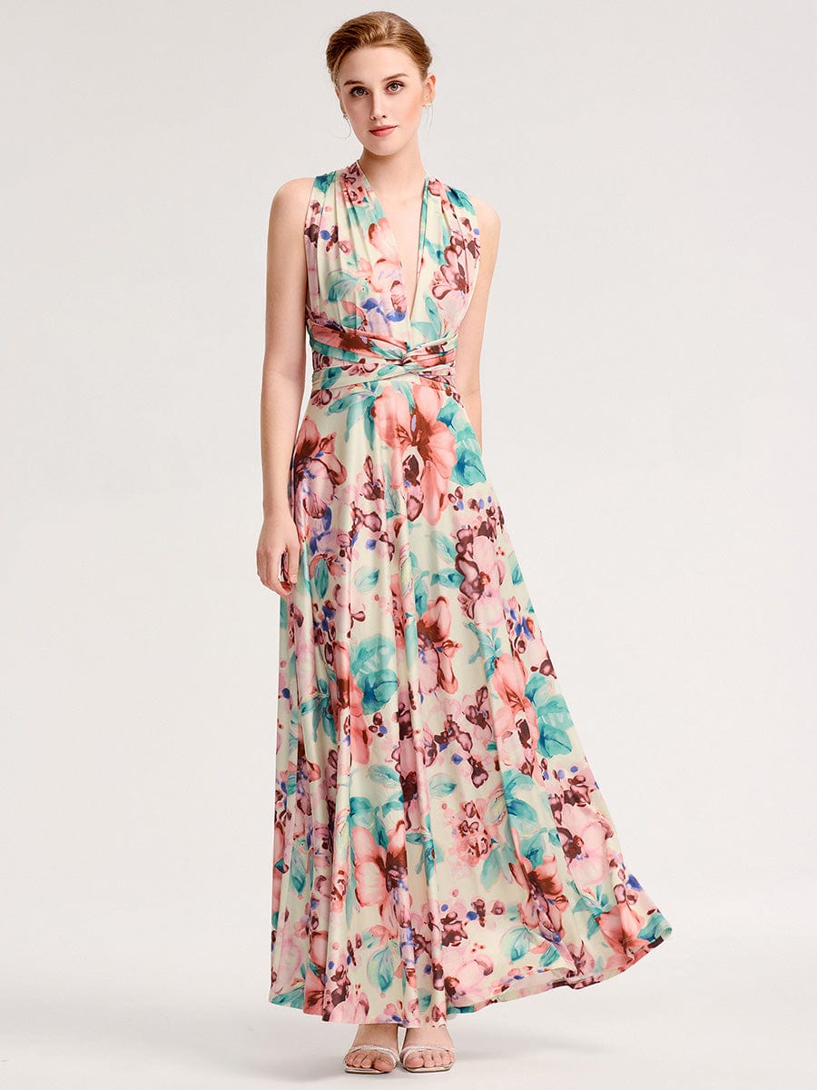 ever STYLES|High-Stretch Soft Versatile Convertible Bridesmaid Dress #color_Apricot Print