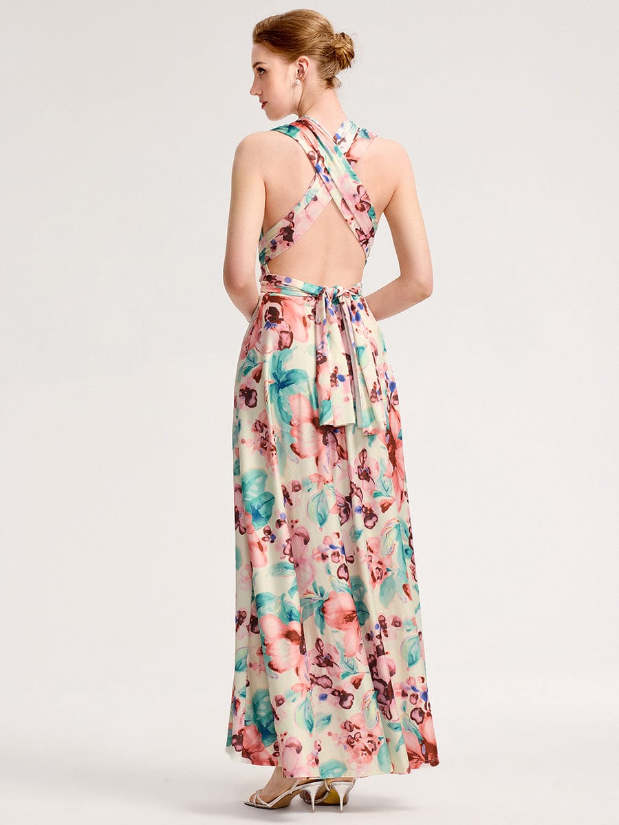 ever STYLES|High-Stretch Soft Versatile Convertible Bridesmaid Dress #color_Apricot Print