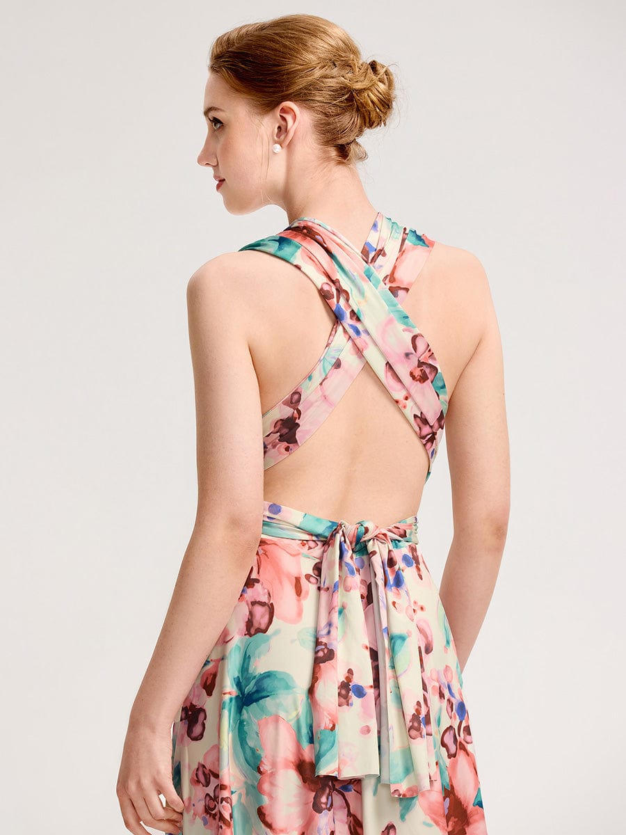 ever STYLES|High-Stretch Soft Versatile Convertible Bridesmaid Dress #color_Apricot Print
