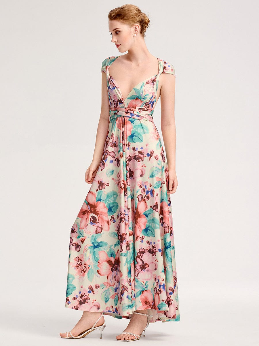 ever STYLES|High-Stretch Soft Versatile Convertible Bridesmaid Dress #color_Apricot Print
