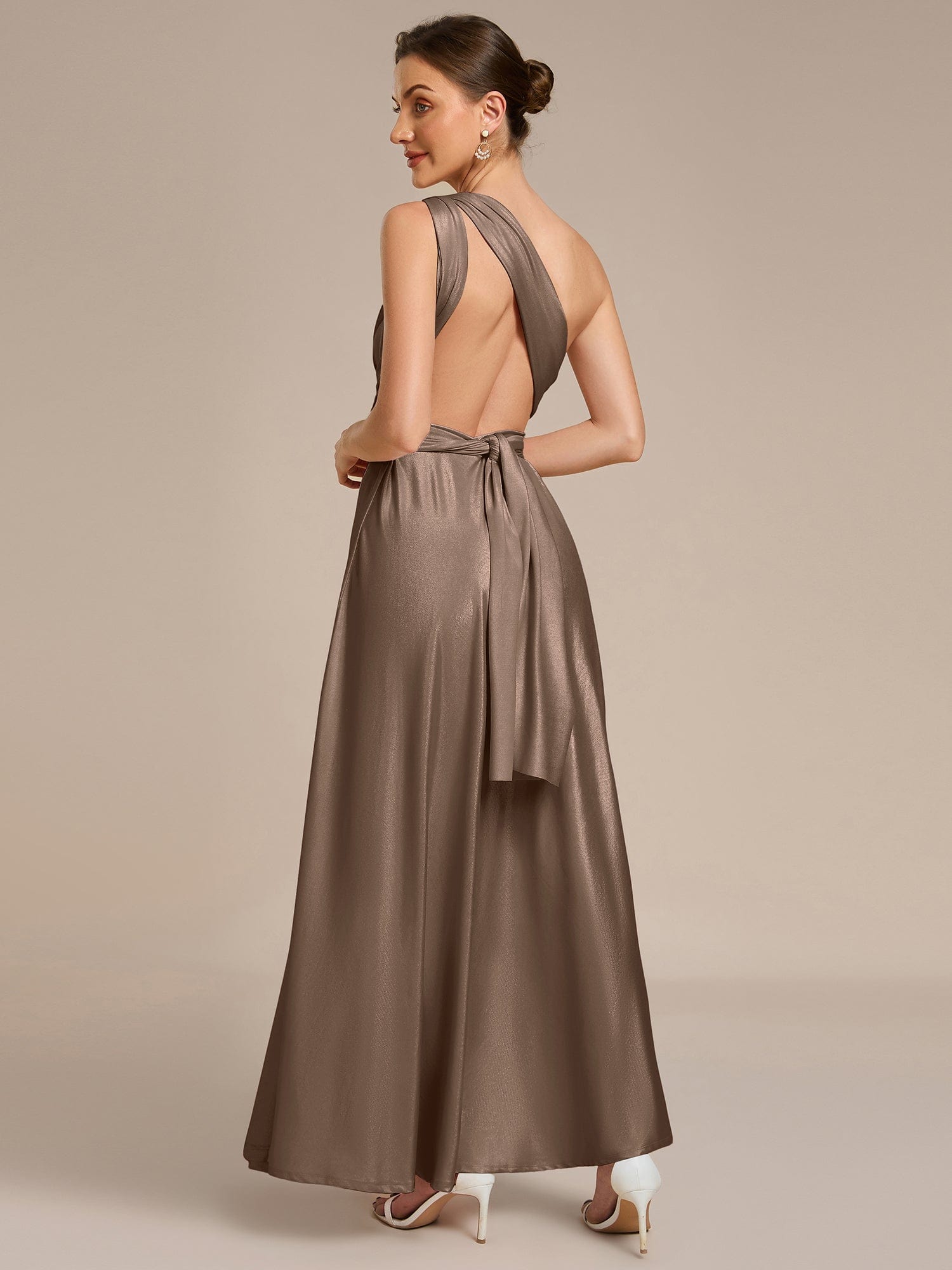 ever STYLES|High-Stretch Soft Versatile Convertible Bridesmaid Dress #color_Metallic Brown