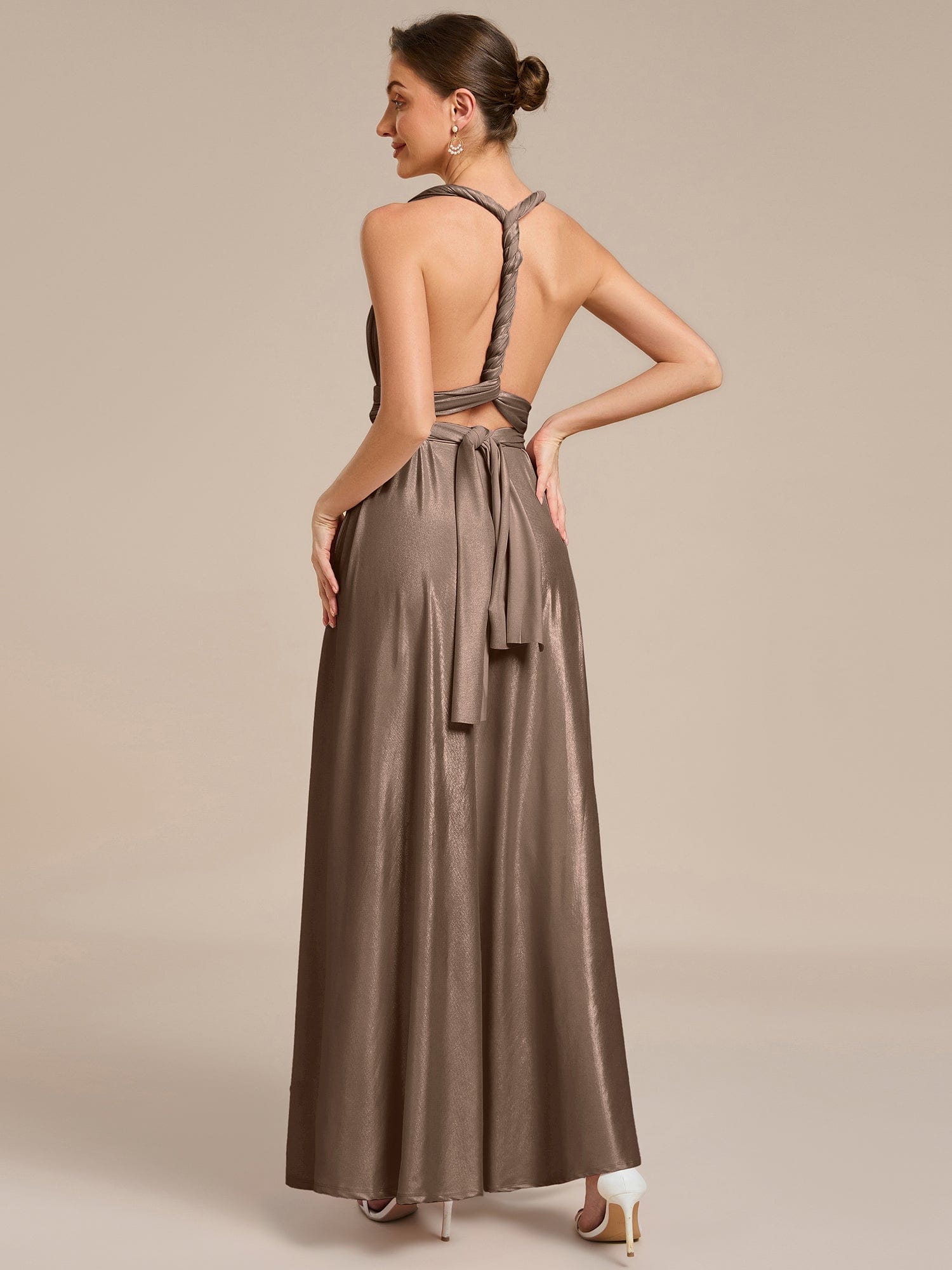 ever STYLES|High-Stretch Soft Versatile Convertible Bridesmaid Dress #color_Metallic Brown