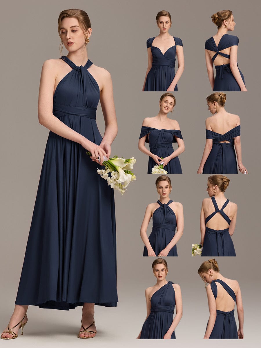 ever STYLES|High-Stretch Soft Versatile Convertible Bridesmaid Dress #color_Navy Blue