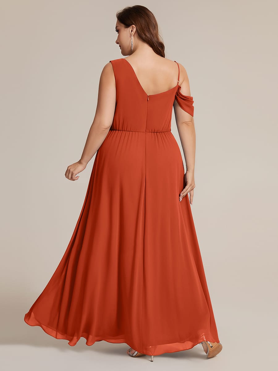 Thigh-High Slit Chiffon Sleeveless Dress #color_Burnt Orange