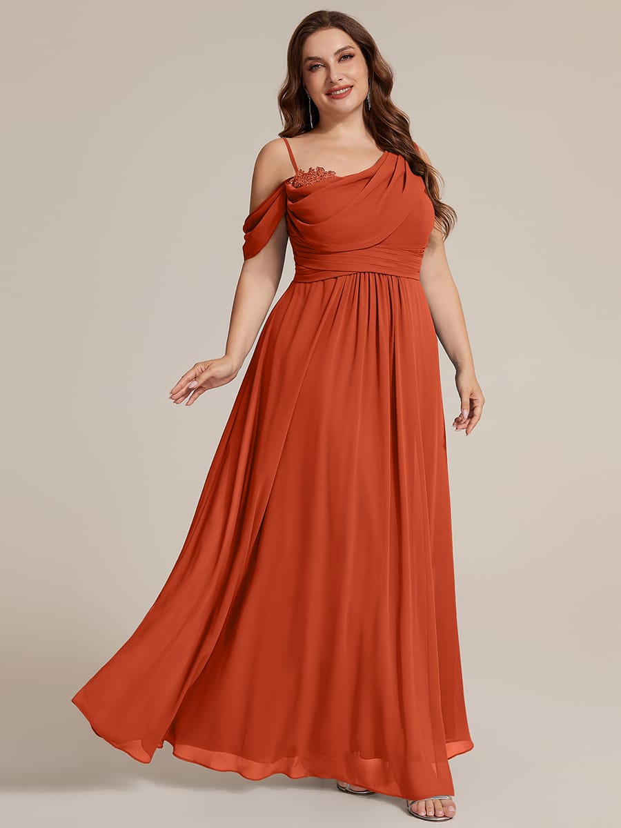 Thigh-High Slit Chiffon Sleeveless Dress #color_Burnt Orange